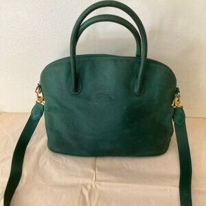 Leather Longchamp purse/crossbody bag with strap. Gently used. Green.